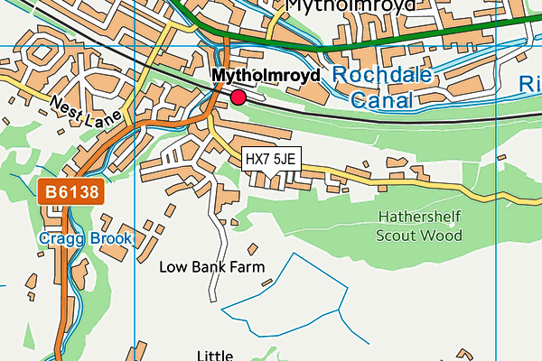 HX7 5JE map - OS VectorMap District (Ordnance Survey)