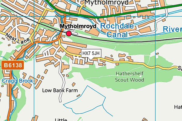 HX7 5JH map - OS VectorMap District (Ordnance Survey)