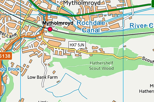 HX7 5JN map - OS VectorMap District (Ordnance Survey)