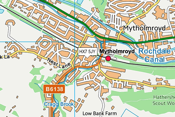 HX7 5JY map - OS VectorMap District (Ordnance Survey)