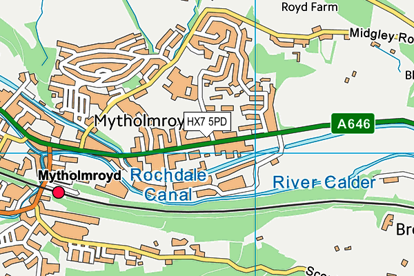 HX7 5PD map - OS VectorMap District (Ordnance Survey)