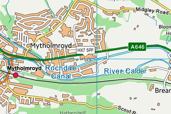 HX7 5PF map - OS VectorMap District (Ordnance Survey)