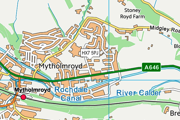 HX7 5PJ map - OS VectorMap District (Ordnance Survey)