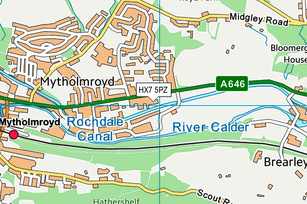 Mytholmroyd Cricket Club map (HX7 5PZ) - OS VectorMap District (Ordnance Survey)