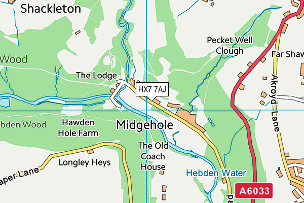 HX7 7AJ map - OS VectorMap District (Ordnance Survey)