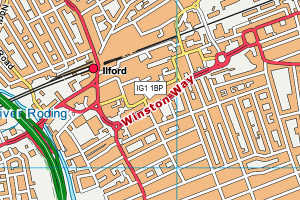 Nuffield Health (Ilford) map (IG1 1BP) - OS VectorMap District (Ordnance Survey)