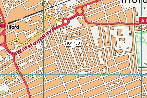 IG1 1JD map - OS VectorMap District (Ordnance Survey)