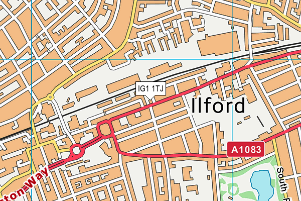 IG1 1TJ map - OS VectorMap District (Ordnance Survey)