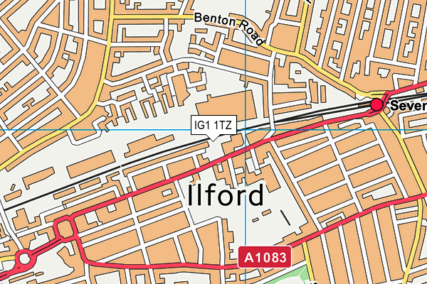 IG1 1TZ map - OS VectorMap District (Ordnance Survey)