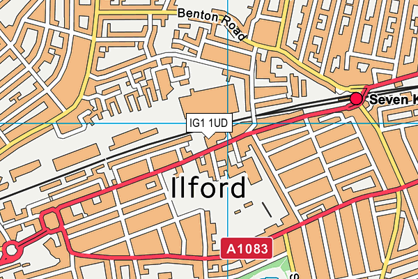 IG1 1UD map - OS VectorMap District (Ordnance Survey)