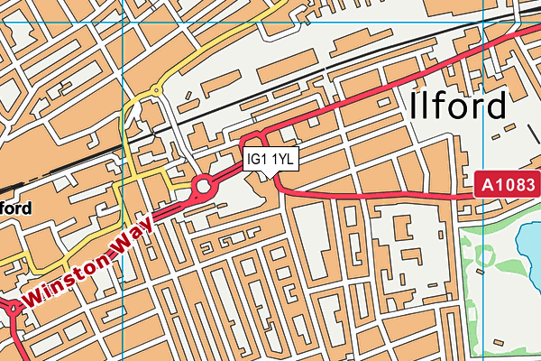 IG1 1YL map - OS VectorMap District (Ordnance Survey)