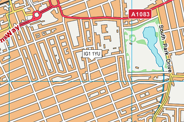 IG1 1YU map - OS VectorMap District (Ordnance Survey)