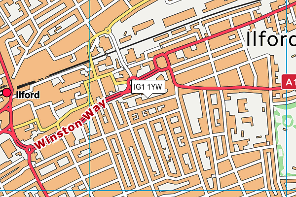 IG1 1YW map - OS VectorMap District (Ordnance Survey)