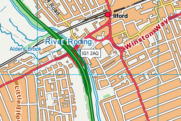 IG1 2AQ map - OS VectorMap District (Ordnance Survey)