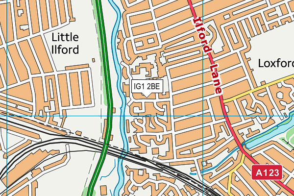 IG1 2BE map - OS VectorMap District (Ordnance Survey)