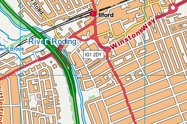 IG1 2DY map - OS VectorMap District (Ordnance Survey)