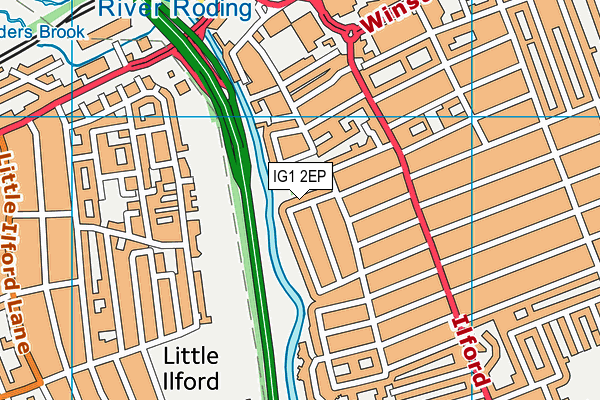 IG1 2EP map - OS VectorMap District (Ordnance Survey)