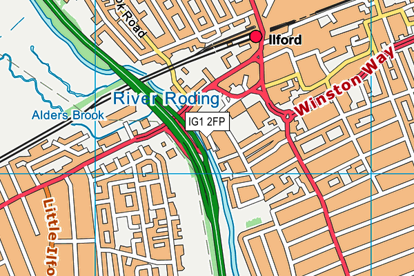 IG1 2FP map - OS VectorMap District (Ordnance Survey)