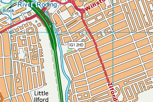 IG1 2HD map - OS VectorMap District (Ordnance Survey)