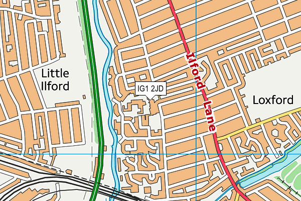 Uphall Primary School map (IG1 2JD) - OS VectorMap District (Ordnance Survey)
