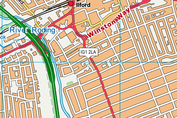 IG1 2LA map - OS VectorMap District (Ordnance Survey)