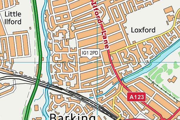 IG1 2PD map - OS VectorMap District (Ordnance Survey)