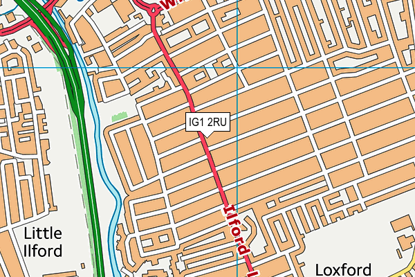 IG1 2RU map - OS VectorMap District (Ordnance Survey)