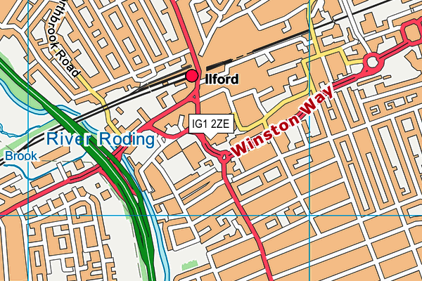 IG1 2ZE map - OS VectorMap District (Ordnance Survey)