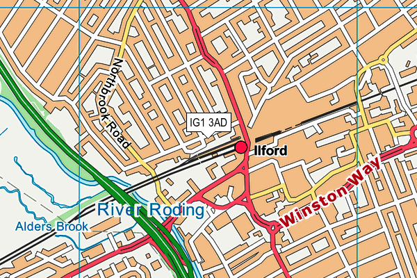 IG1 3AD map - OS VectorMap District (Ordnance Survey)