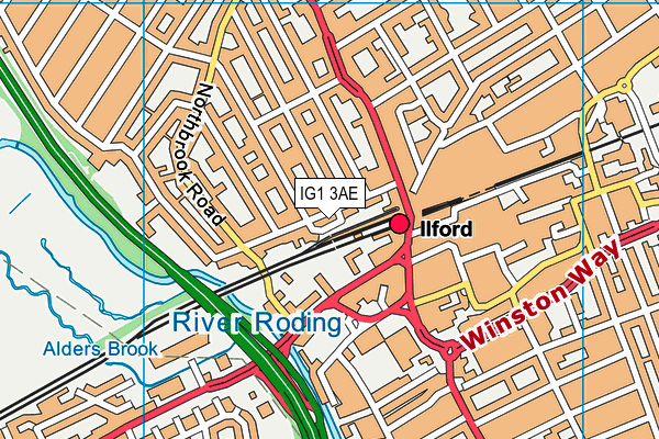 IG1 3AE map - OS VectorMap District (Ordnance Survey)