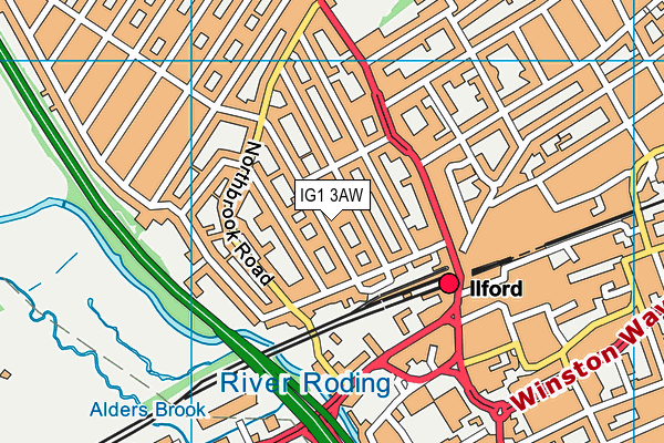 IG1 3AW map - OS VectorMap District (Ordnance Survey)