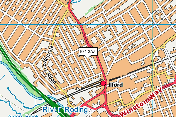 IG1 3AZ map - OS VectorMap District (Ordnance Survey)