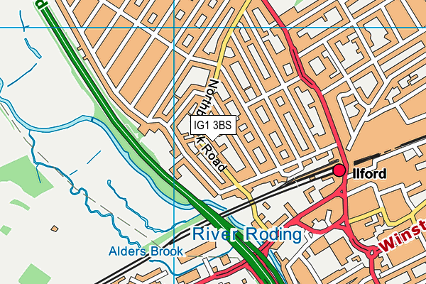 IG1 3BS map - OS VectorMap District (Ordnance Survey)