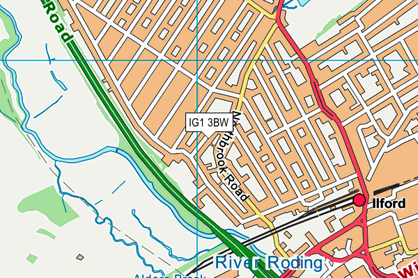 IG1 3BW map - OS VectorMap District (Ordnance Survey)