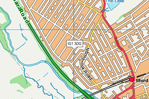 IG1 3DG map - OS VectorMap District (Ordnance Survey)