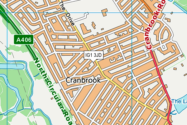 IG1 3JD map - OS VectorMap District (Ordnance Survey)