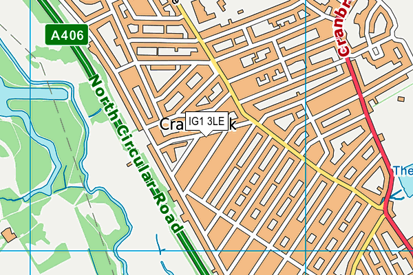 IG1 3LE map - OS VectorMap District (Ordnance Survey)