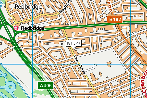 IG1 3PR map - OS VectorMap District (Ordnance Survey)