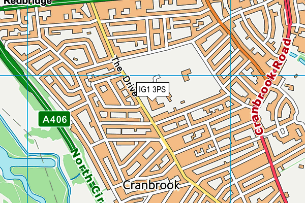 Cranbrook Primary School map (IG1 3PS) - OS VectorMap District (Ordnance Survey)