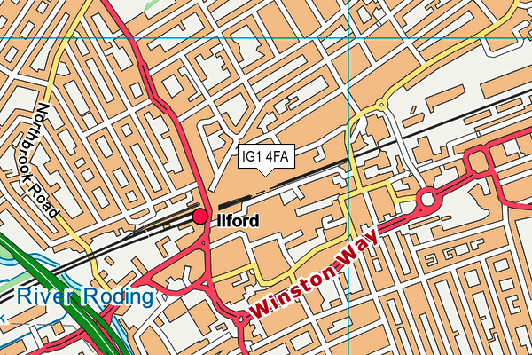 IG1 4FA map - OS VectorMap District (Ordnance Survey)