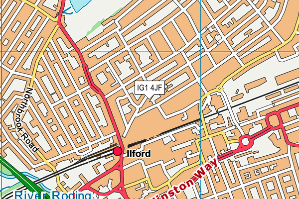 IG1 4JF map - OS VectorMap District (Ordnance Survey)