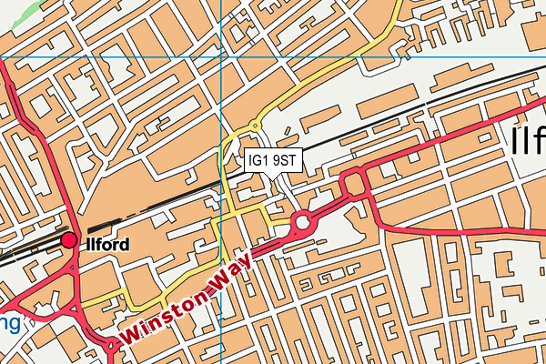 IG1 9ST map - OS VectorMap District (Ordnance Survey)