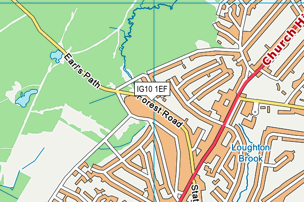 IG10 1EF map - OS VectorMap District (Ordnance Survey)