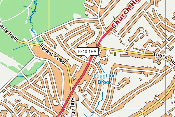IG10 1HA map - OS VectorMap District (Ordnance Survey)