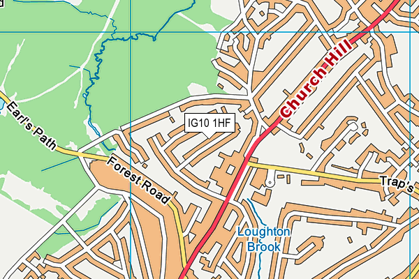 IG10 1HF map - OS VectorMap District (Ordnance Survey)