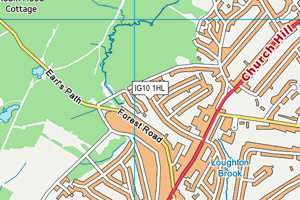 IG10 1HL map - OS VectorMap District (Ordnance Survey)