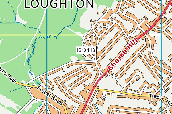 IG10 1HS map - OS VectorMap District (Ordnance Survey)