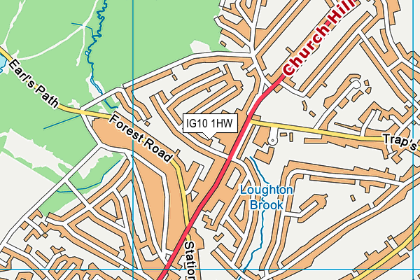IG10 1HW map - OS VectorMap District (Ordnance Survey)