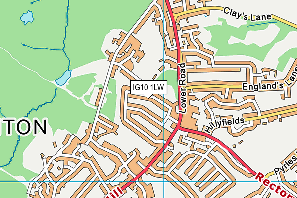 IG10 1LW map - OS VectorMap District (Ordnance Survey)