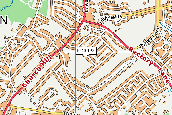 IG10 1PX map - OS VectorMap District (Ordnance Survey)